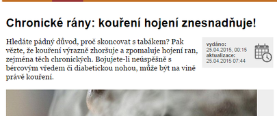 Chronické rány: kouření hojení znesnadňuje!